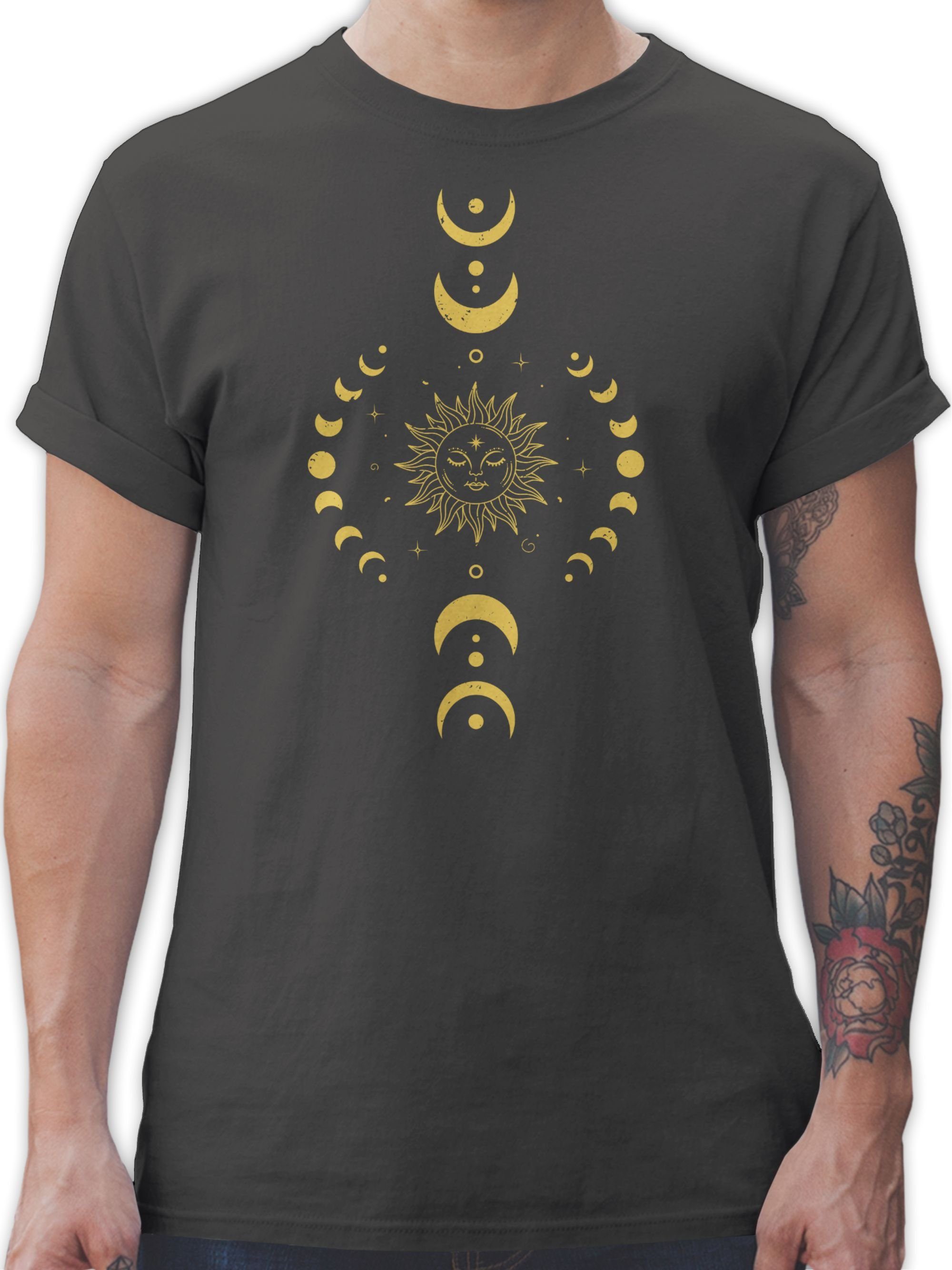 Shirtracer T-Shirt Yoga Namaste Mandala Chakra Yoga 02 Dunkelgrau