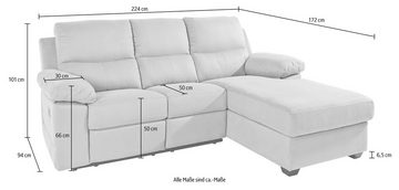 ATLANTIC home collection Ecksofa Conrad, mit Relaxfunktion und Federkern, mit Bettkasten