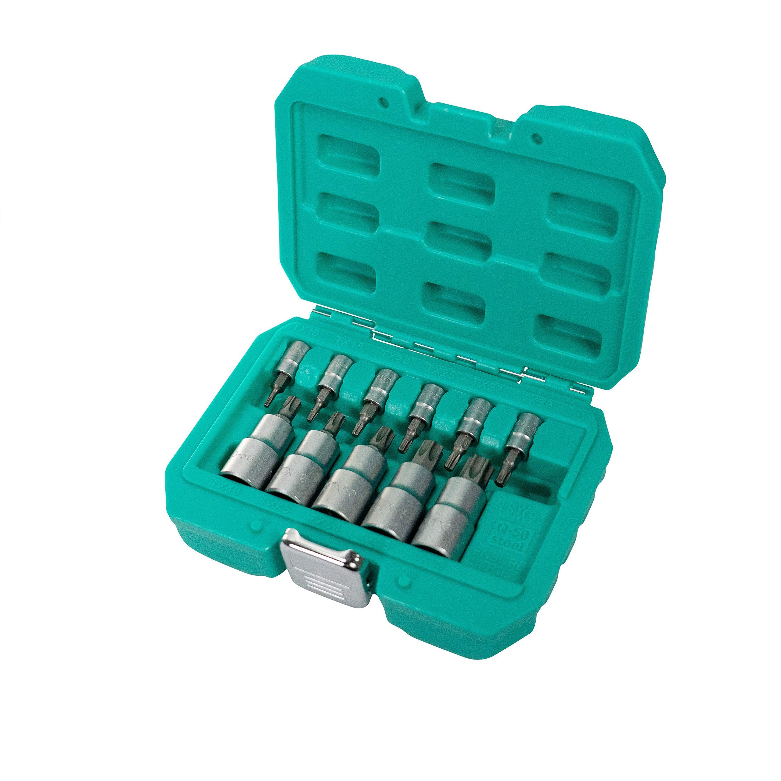 Wiesemann1893 Bit-Set, Set, 11-St., 11-teiliges Torx Bit-Set TX 10–TX 60, 1/2 Zoll Antrieb, Praktische Transportbox inklusive