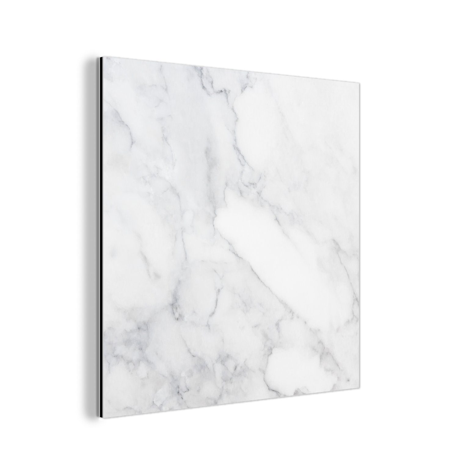 Marmor Alu-Dibond-Druck, - Stein, St), Metall, Marmoroptik aus Weiß (1 Gemälde - Grau MuchoWow Metallbild deko Aluminium - - Luxus -