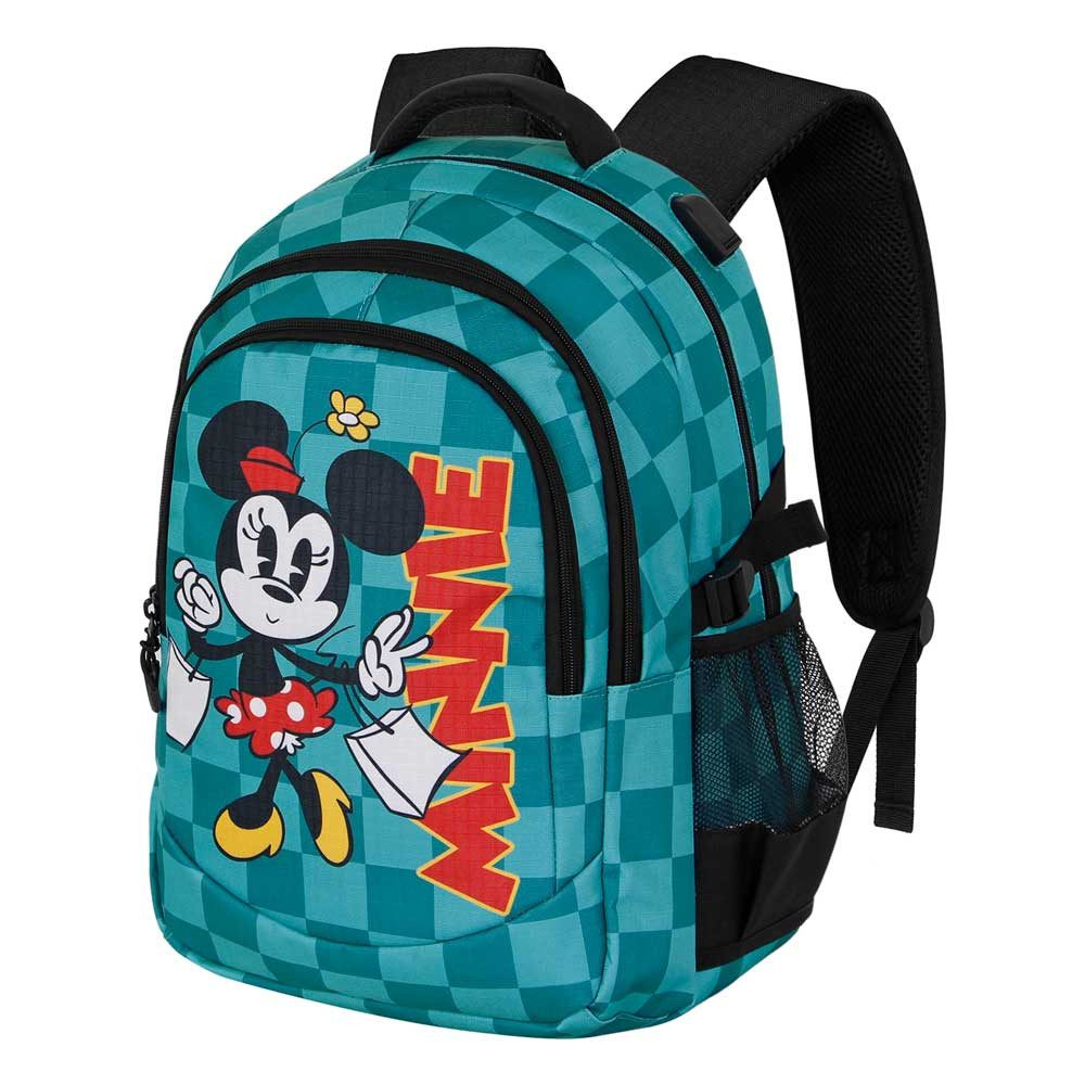Karactermania Freizeitrucksack Disney Minnie Maus großer Rucksack Tagesrucksack Alltagsrucksack, USB-Anschluss für elektronische Geräte