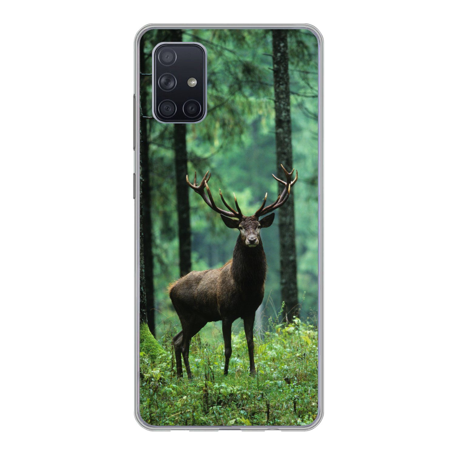 MuchoWow Handyhülle für Samsung Galaxy A71 Hirsche - Wald - Bäume - Tiere - Natur, Phone Case, Silikon, Schutzhülle Dünn