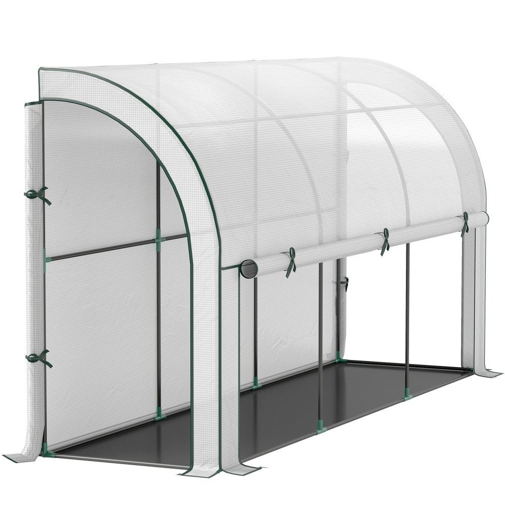 MIBODE Gewächshaus Gewächshaus Rolltür Stahl UV‑Schutz 300x80x157cm Weiß Tomatenhaus