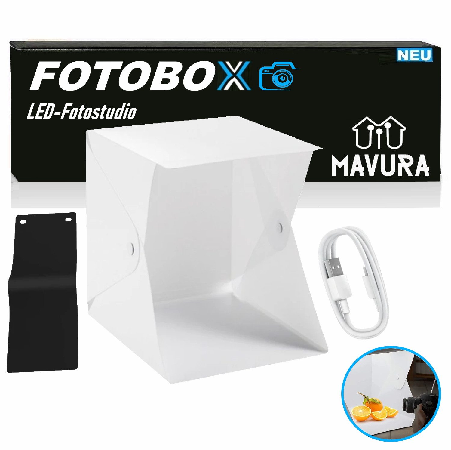 MAVURA Fotobox FOTOBOX Professionelles LED Fotostudio Faltbare Foto Box Studio, Fotozelt mit LED Mini Lichtzelt Lichtbox Photobox Minikasten