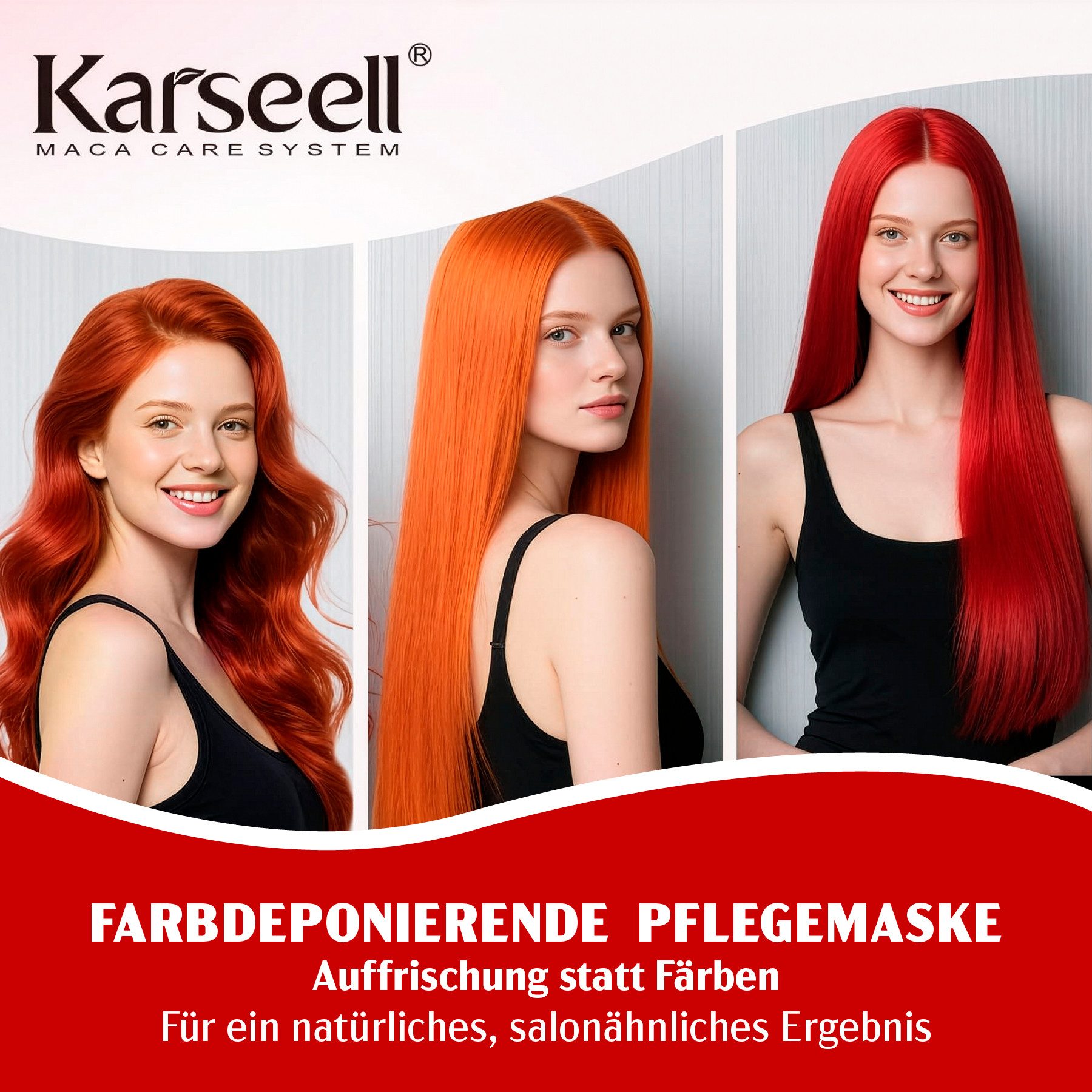 Karseell Haarmaske Rote Farbschutz Haarmaske Farbauffrischung Coloriertes Haar 500ml, 1-tlg., Haarmaske, Haarkur, Haarpflege, Karseell