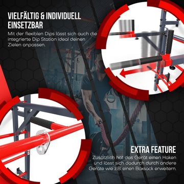 K-SPORT Kraftstation Sprossenwand mit Dip Station & Klimmzugstange, (Kraftstation mit Pull-Up Bar + Dip Stange, bis max. 150 kg), Made in EU!