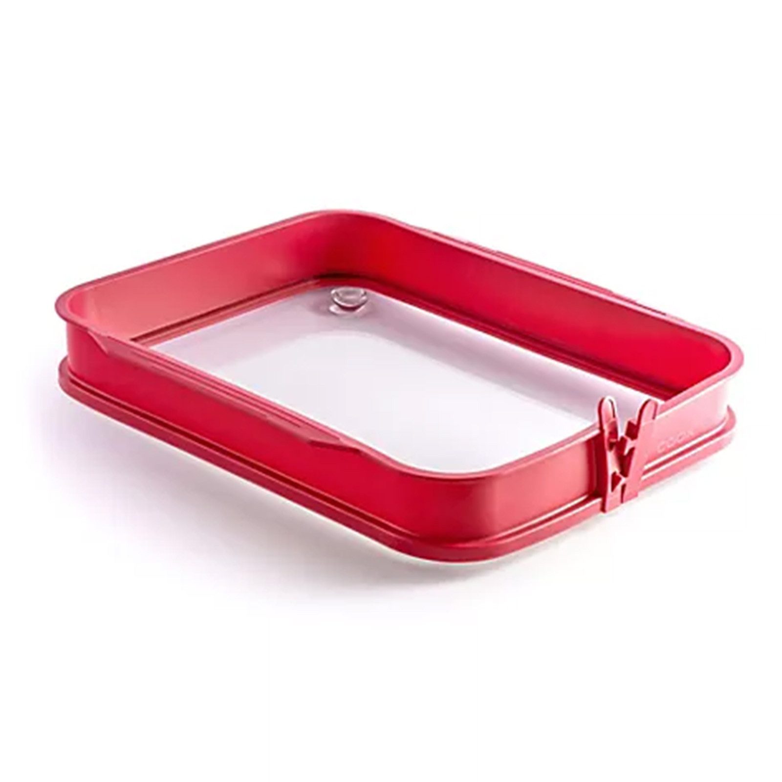 coox Auflaufform Auflaufform groß mit Glas-Servierplatte, Silikon, (1-St), Kuchenform Servierplatte