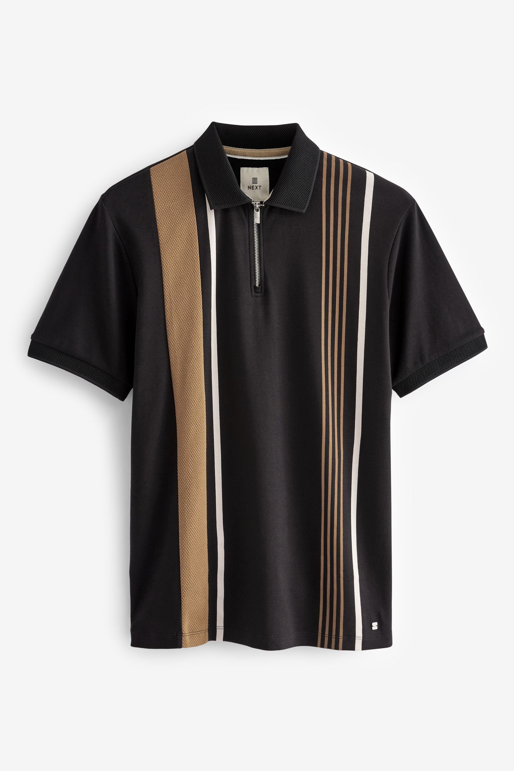 Next Poloshirt Polohemd in Blockfarben (1-tlg) Black/Tan Brown