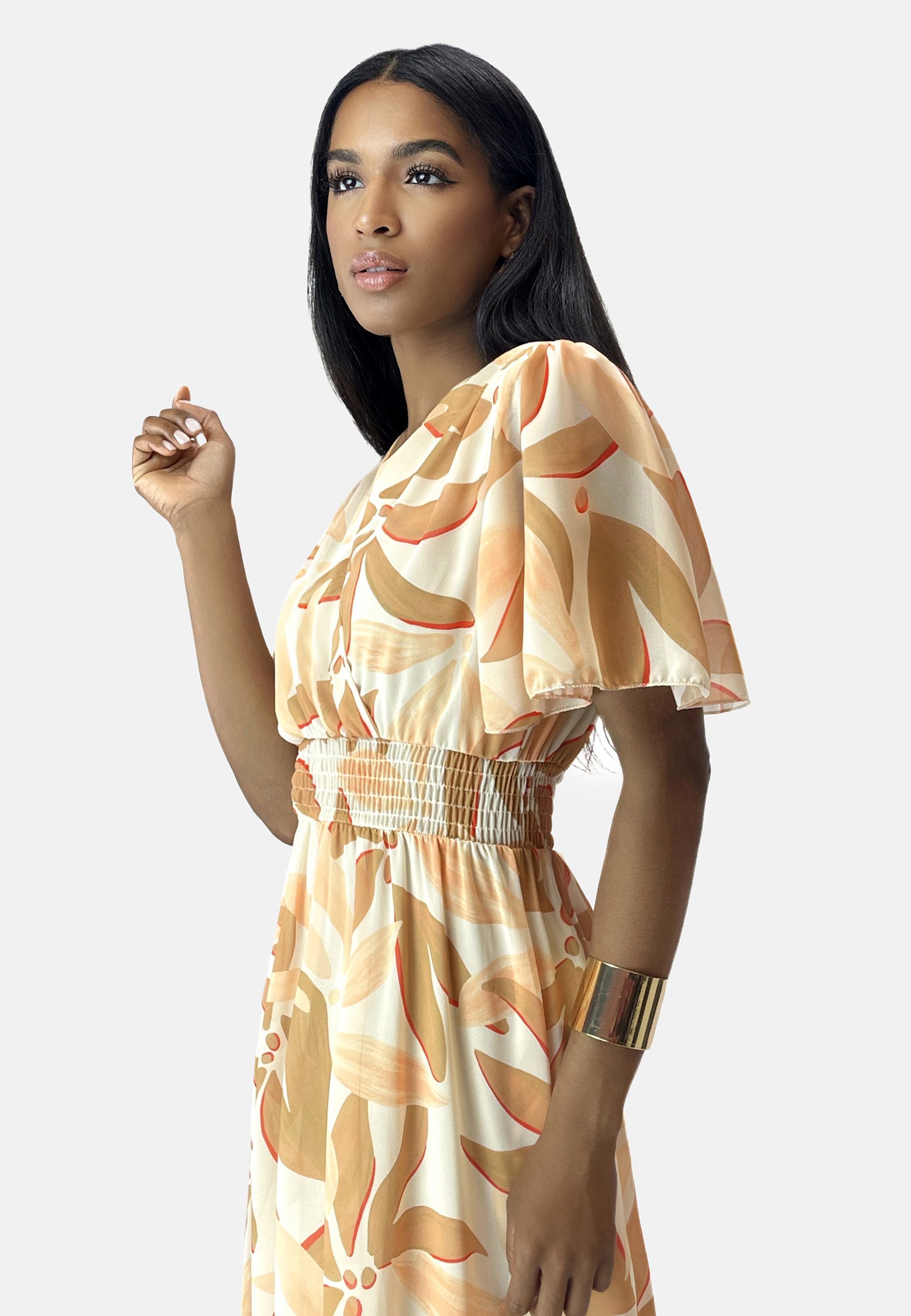 Elara Maxikleid Sommer-Maxikleid mit V-Ausschnitt