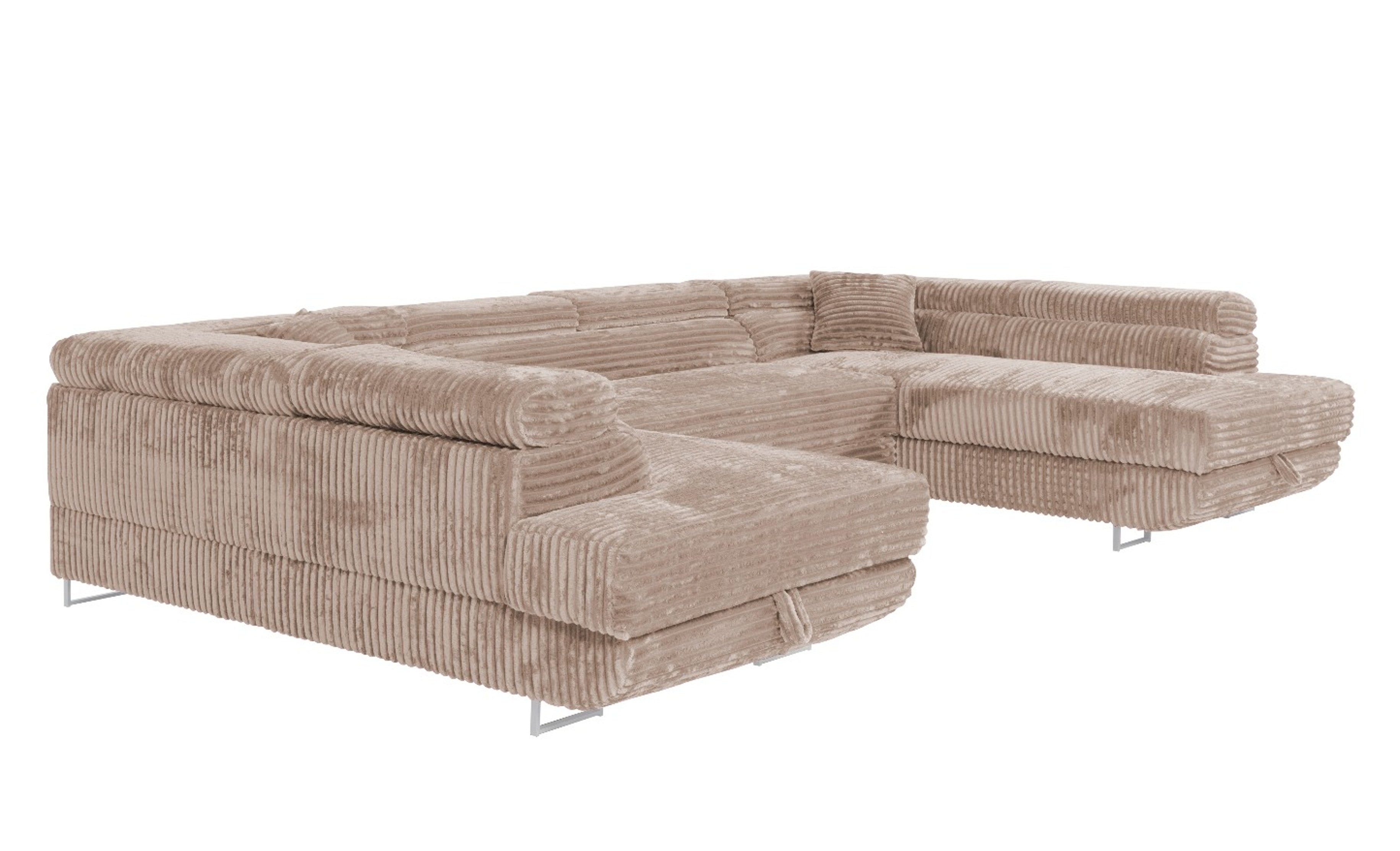 Labett Wohnlandschaft mit Schlaffunktion & Bettkasten GUSTAVO U-Form Sofa a günstig online kaufen