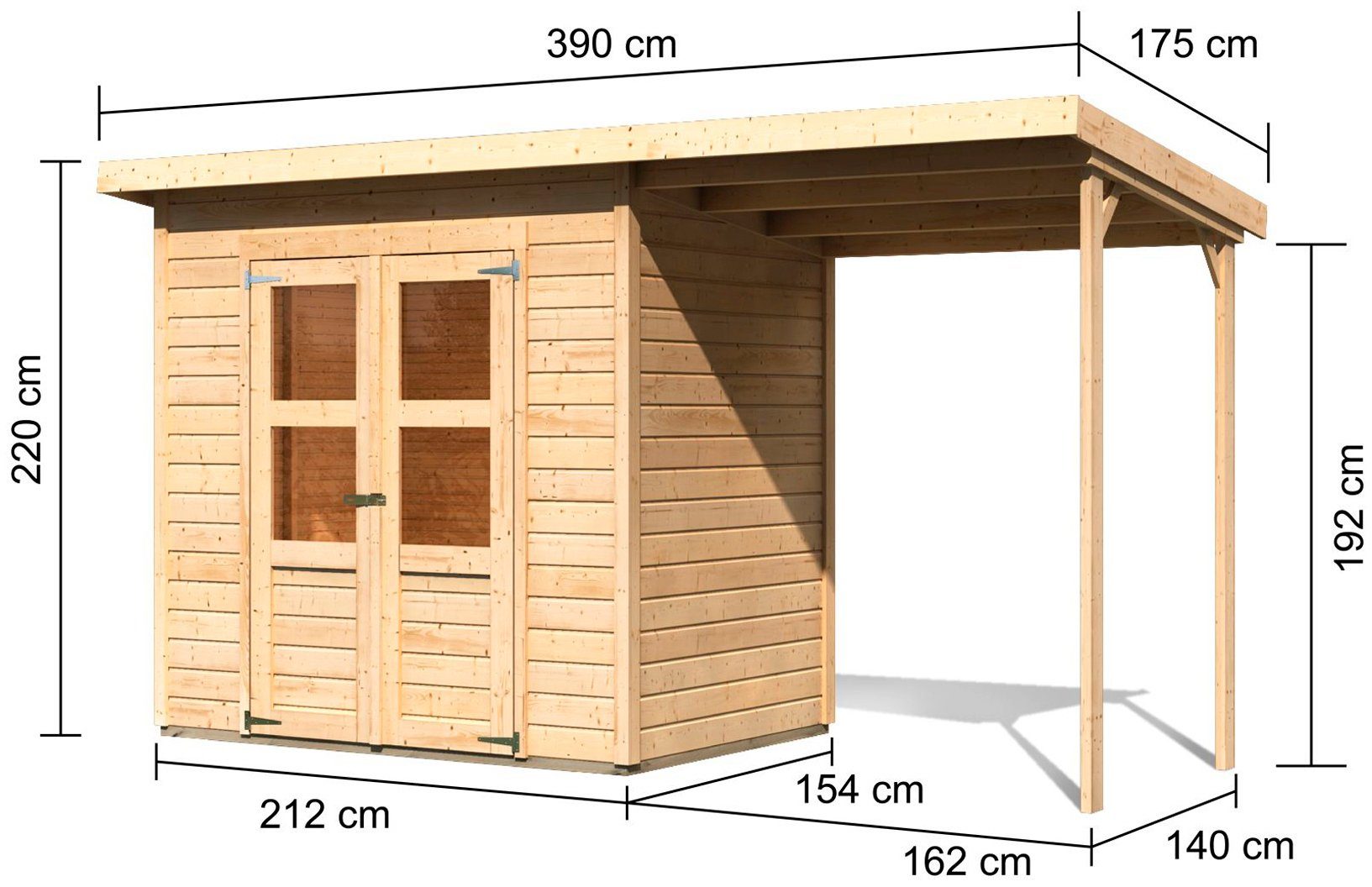 390x175 (Set) 3, cm, Karibu Merseburg Gartenhaus BxT: