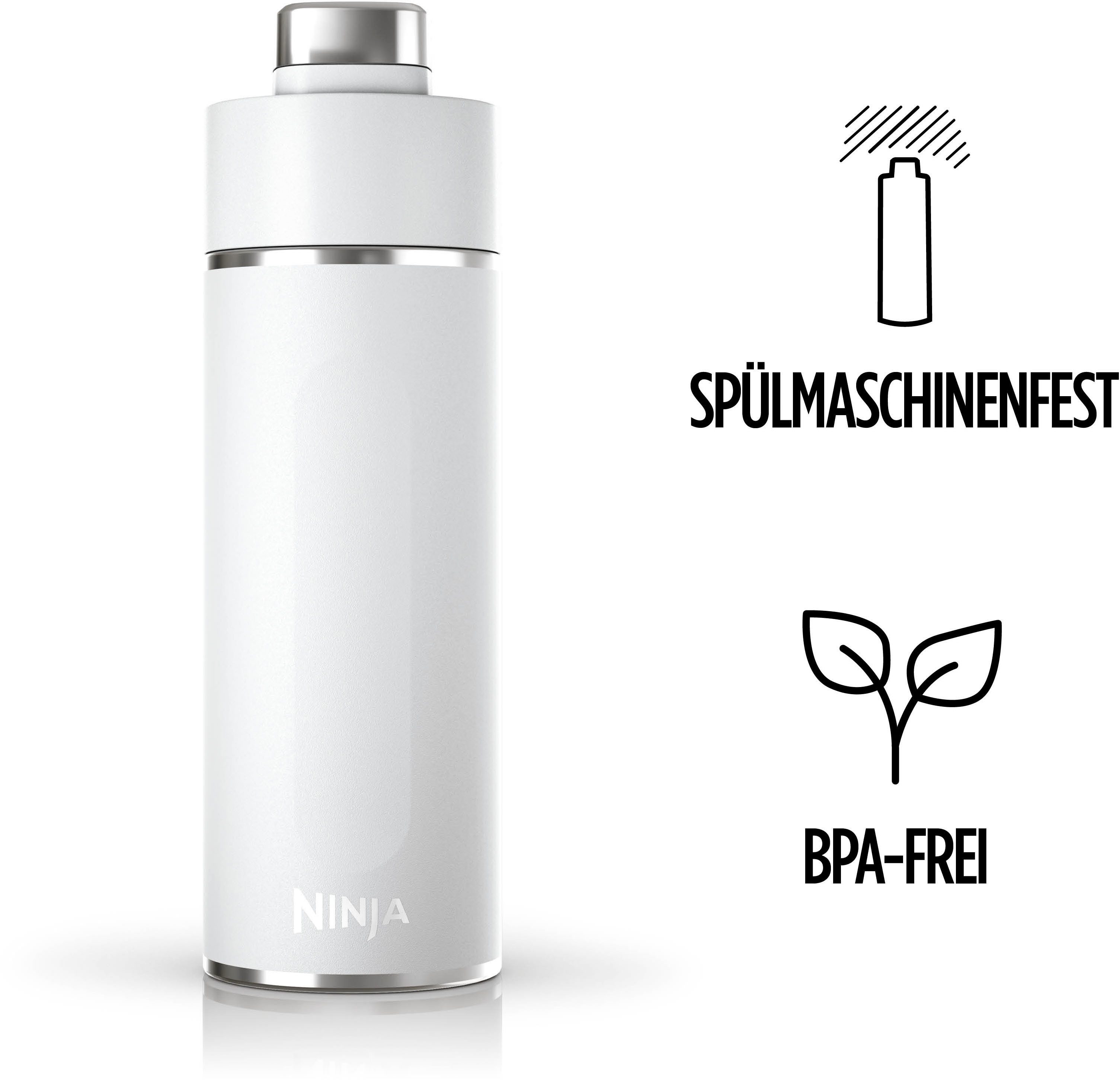 NINJA Isolierflasche Ninja Thirsti Reiseflasche – 530 ml DW1801EUU / 700 ml DW2401EUU, Getränke bleiben 24 Stunden kalt, 12 Stunden heiß, Eis hält 2 Tage