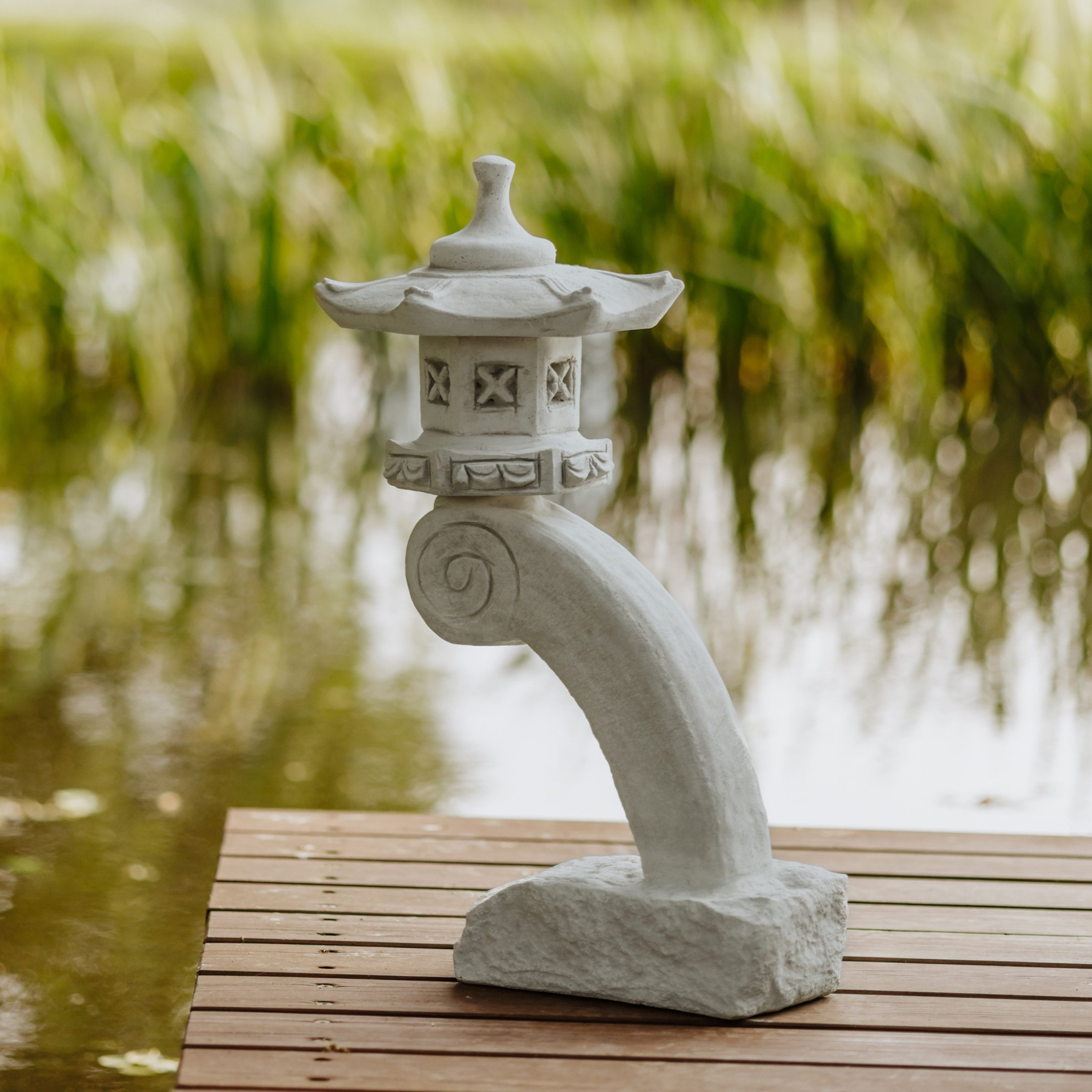 gartendekoparadies.de Gartenfigur Formschöne japanische Rankei Steinlaterne, H. 60 cm, 19 kg, Frostsicher