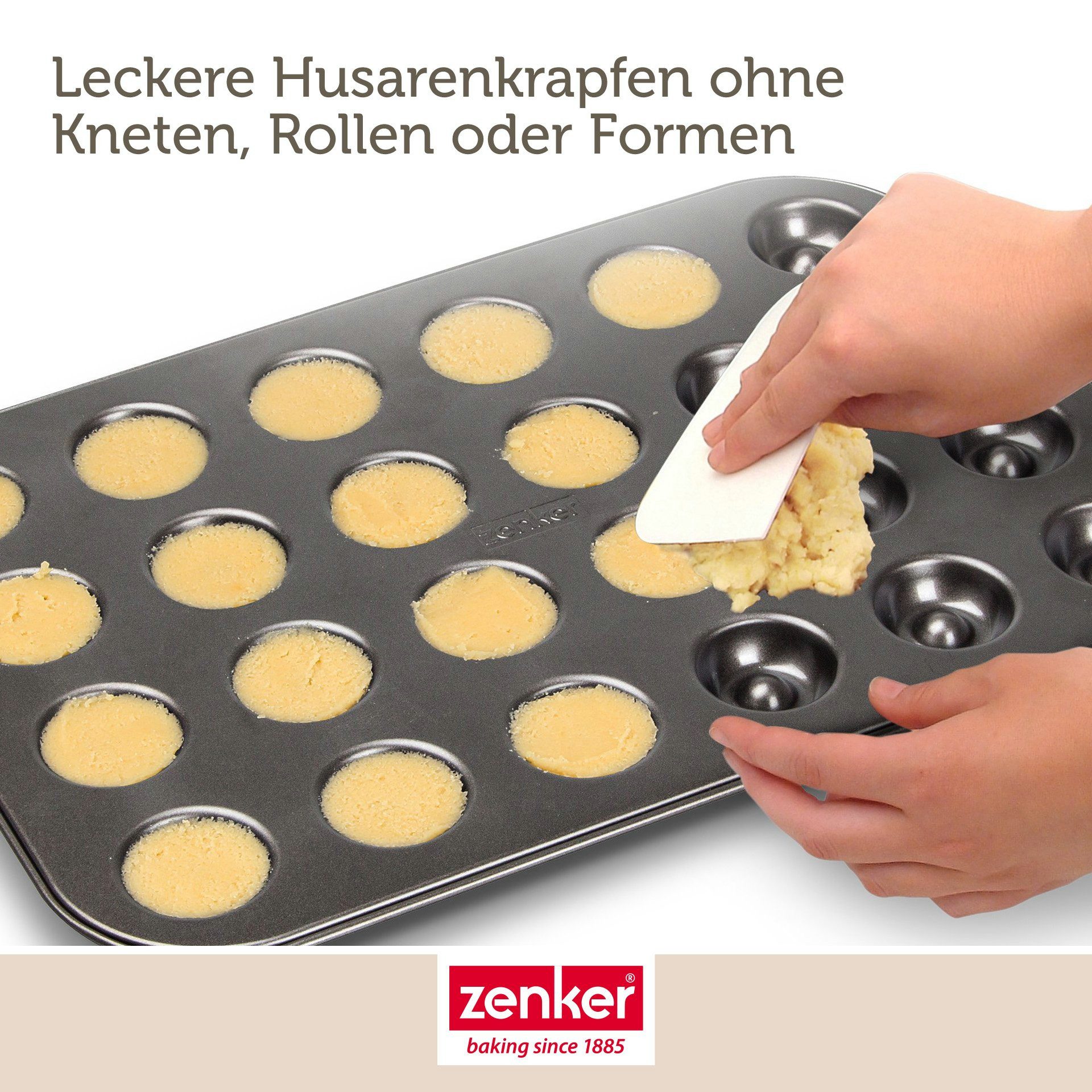 Zenker Backblech Backform für Husarenkrapfen & Engelsaugen, 38 x 27 cm, Antihaftbeschichtet, perfekt für gefüllte Kekse, 1 Stück – Bild 5 von 5