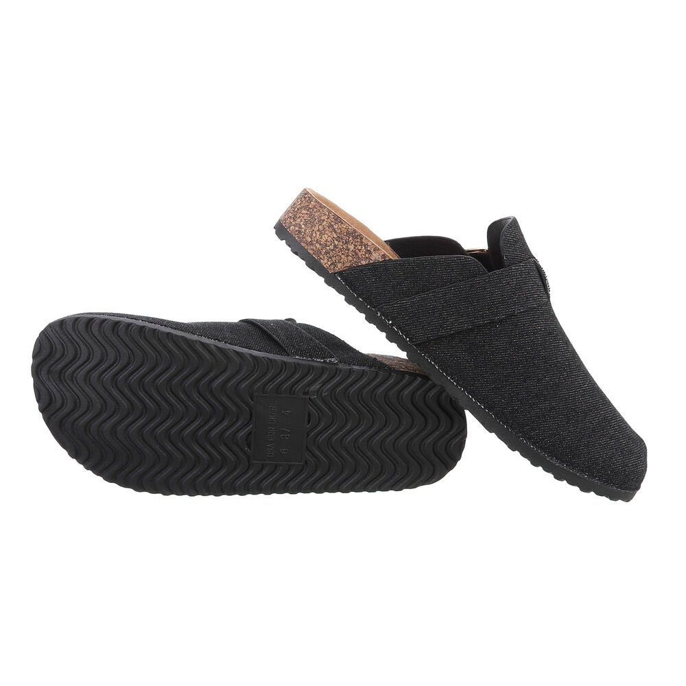 Ital-Design Damen Mules 92 Schwarz Pantolette Freizeit