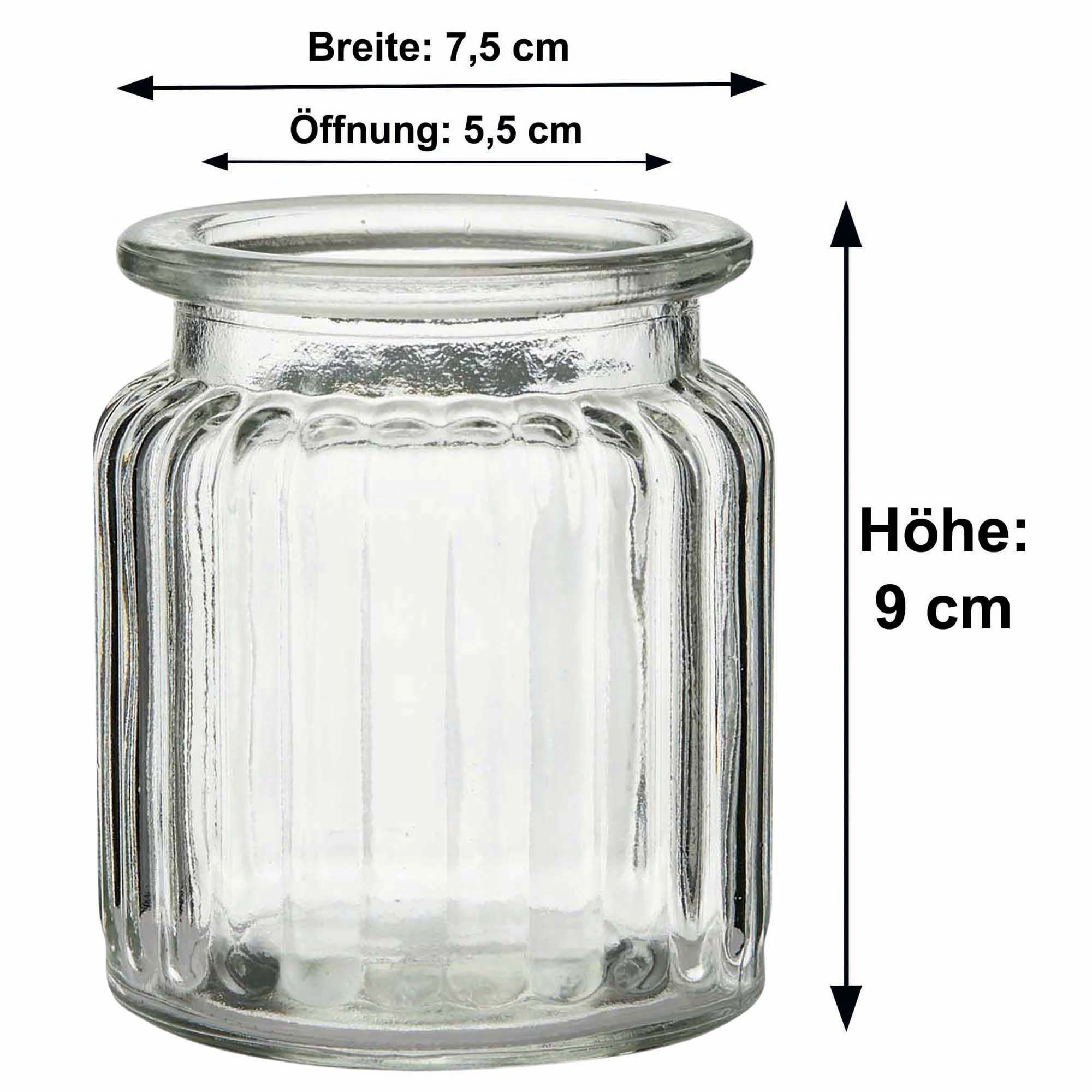 Annastore Windlicht 12er Set Teelichthalter (7,5 Jana Hochzeit Tischdeko cm cm), Vase, cm 12 9 Väschen, - 9 - H Teelichtgläser H Teelichtgläser, Stück für Gläser, / Glaswindlichter