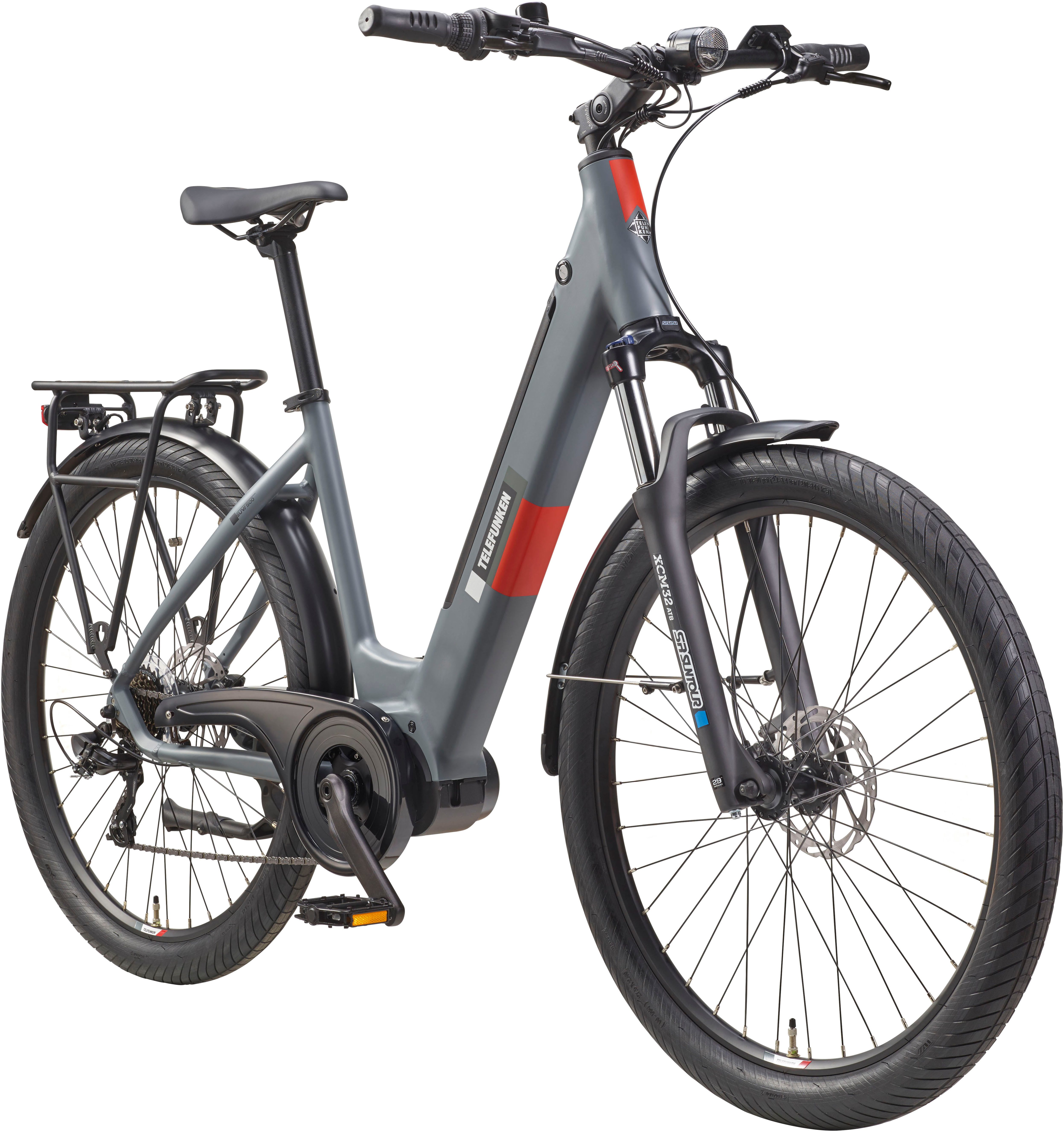 Telefunken E-Bike Cityrad SUV500, 7 Gang Shimano, Kettenschaltung, Mittelmotor, 468 Wh, (27,5 Zoll, Straßenzulassung, Scheibenbremsen), Pedelec, Elektrofahrrad für Damen u. Herren
