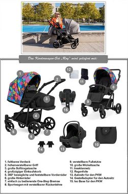 babies-on-wheels Kombi-Kinderwagen 4 in 1 Kinderwagen-Set Roy - 15 Teile - in 7 Farben