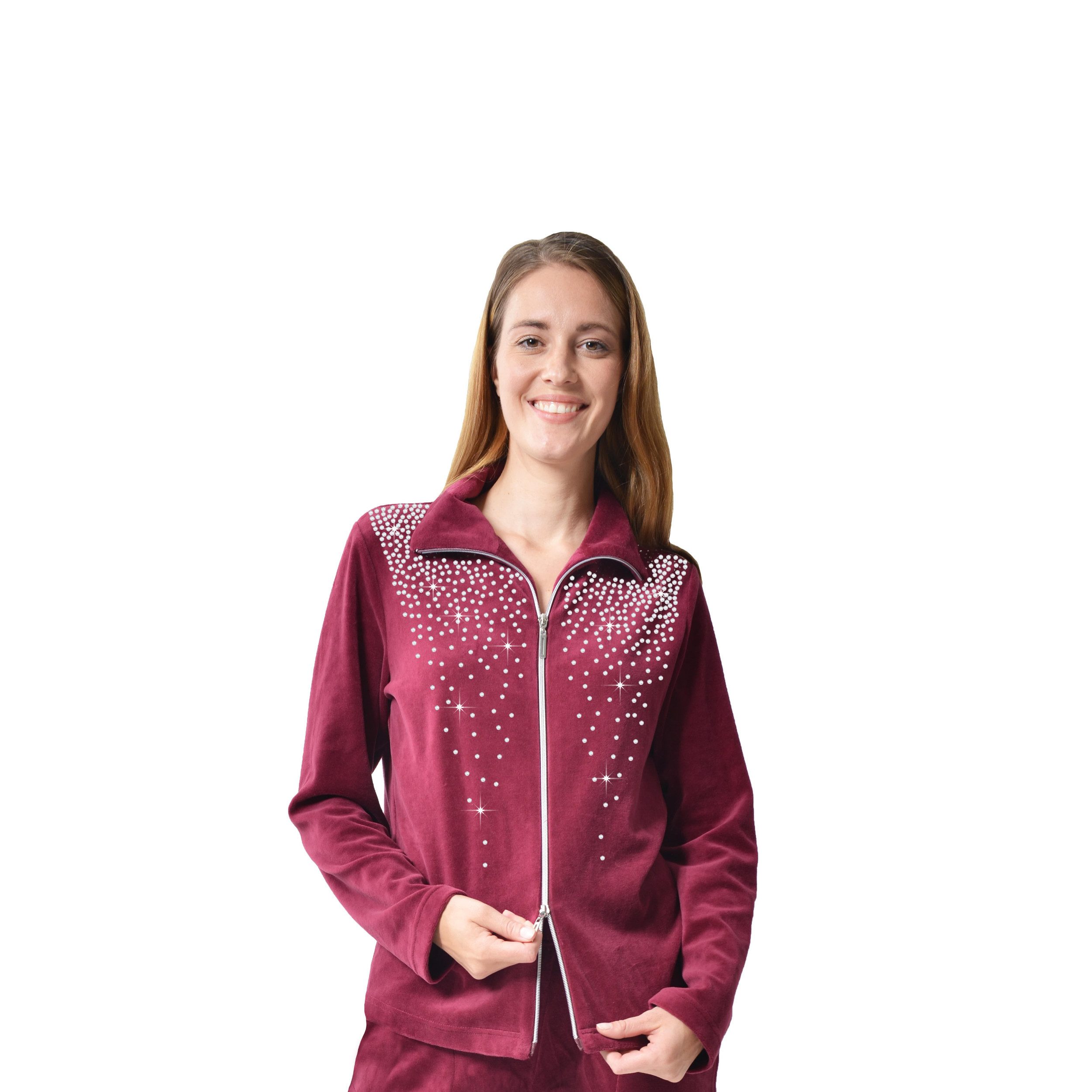 M-Diamant Sweatjacke Eleganten Damen Freizeitjacke Hausjacke Glitzersteinen günstig online kaufen