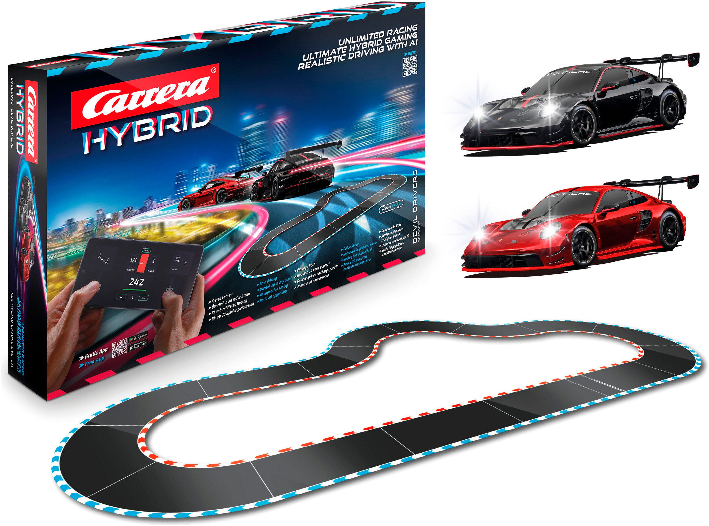 Carrera® Autorennbahn Carrera Hybrid, Devil Drivers (Streckenlänge 6,09 m), mit APP Steuerung