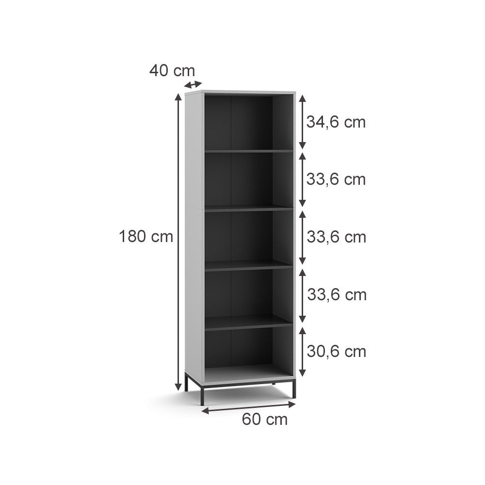 Vicco Bücherregal Eliza, Grau, 60 x günstig online kaufen