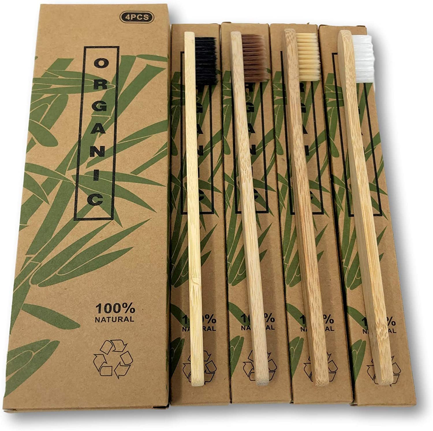 EKNA Zahnbürste Holzzahnbürsten - Bambus Zahnbürste, 100% vegan & BPA-frei!