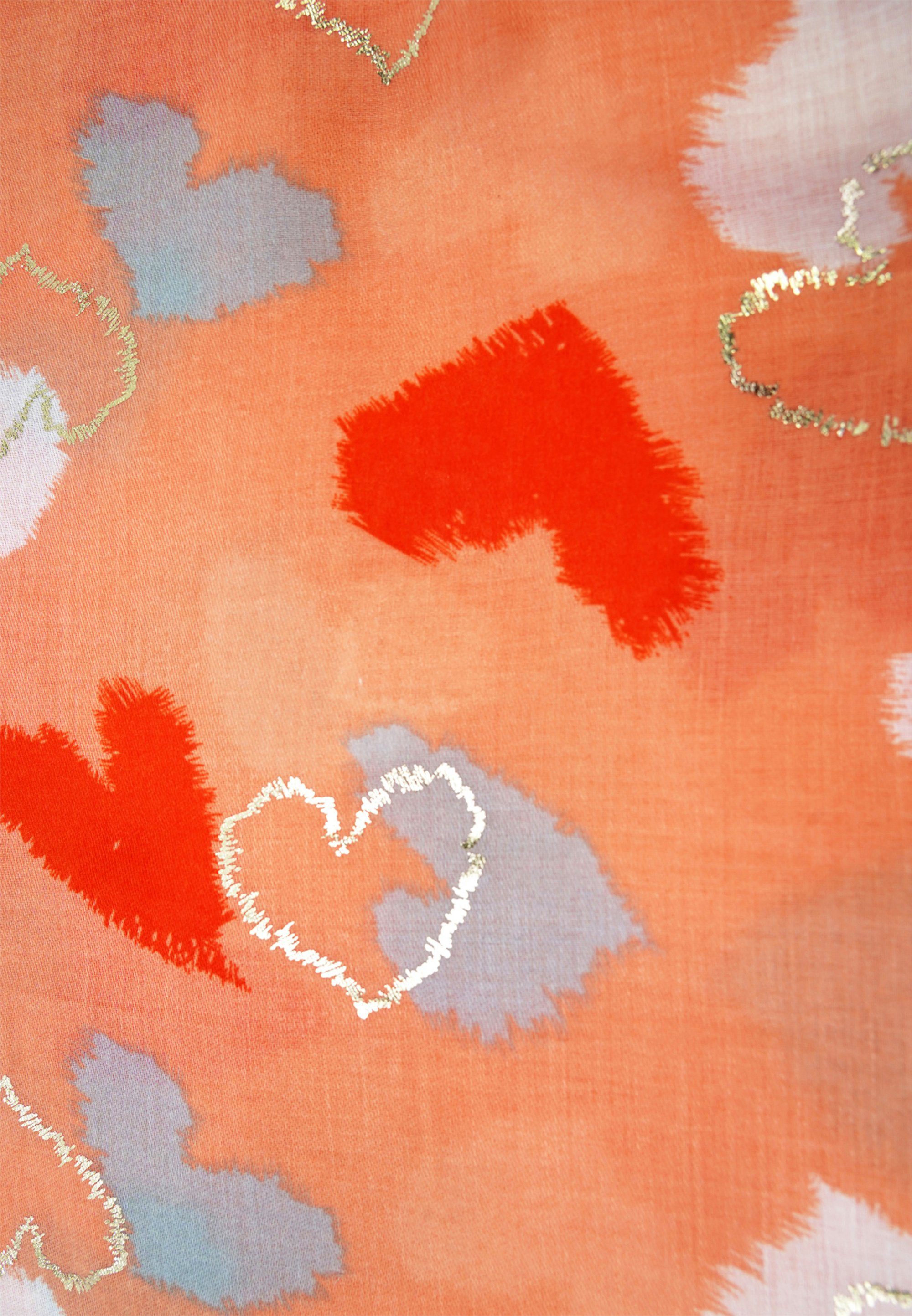 URA, Modeschal orange schönem Herzen-Print mit Harpa