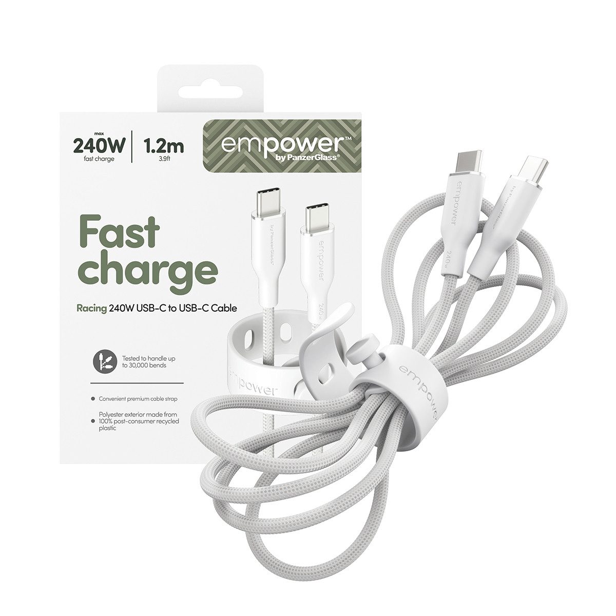 empower by PanzerGlass Racing 240W USB-C zu USB-C Kabel USB 2.0 1,2 m USB-Kabel, USB-C, (120 cm)