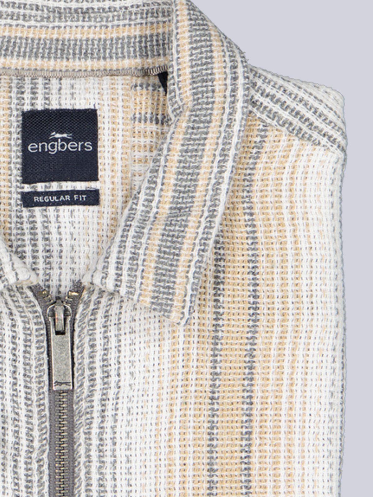 Engbers Kurzarmhemd Herren Kurzarm-Overshirt in Strickoptik, Beige