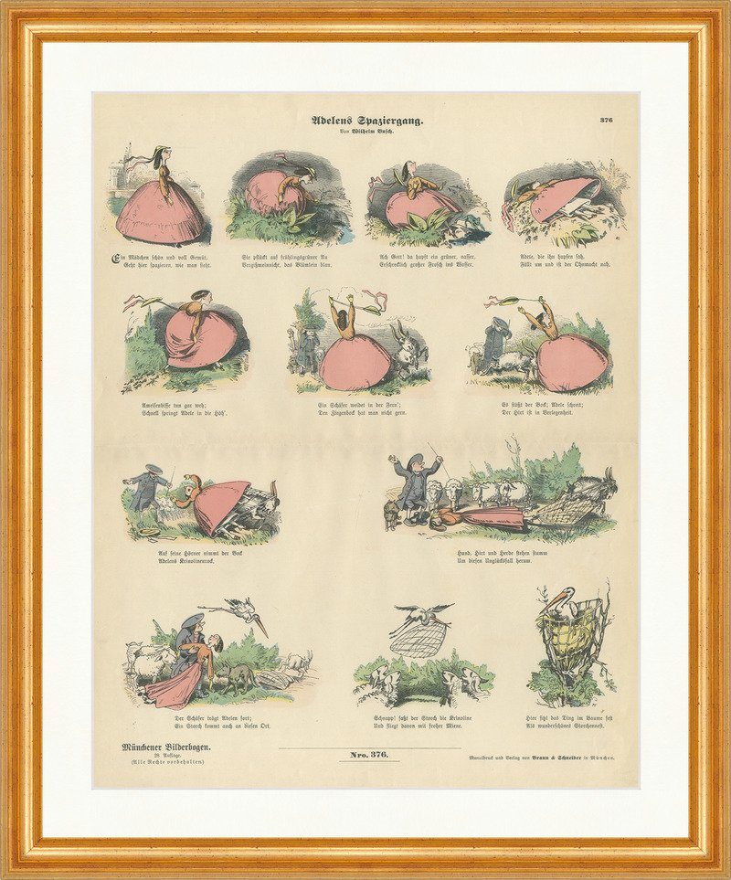 Kunstdruck Adelens Spaziergang Wilhelm Busch Ohnmacht Münchener Bilderbogen 376 G