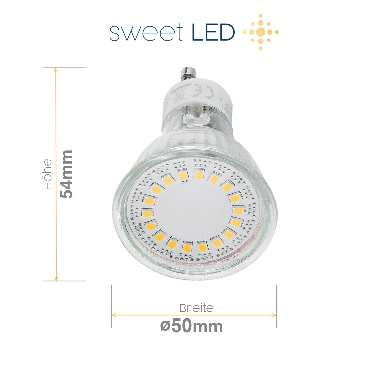 Sweet LED LED GU10 Aluminium Leuchtmittel weiß 5W Deckenspots Deckenspot, spots Deckenaufbaustrahler Aufbauspot 230V, wechselbar, Warmweiß, Aufbaustrahler