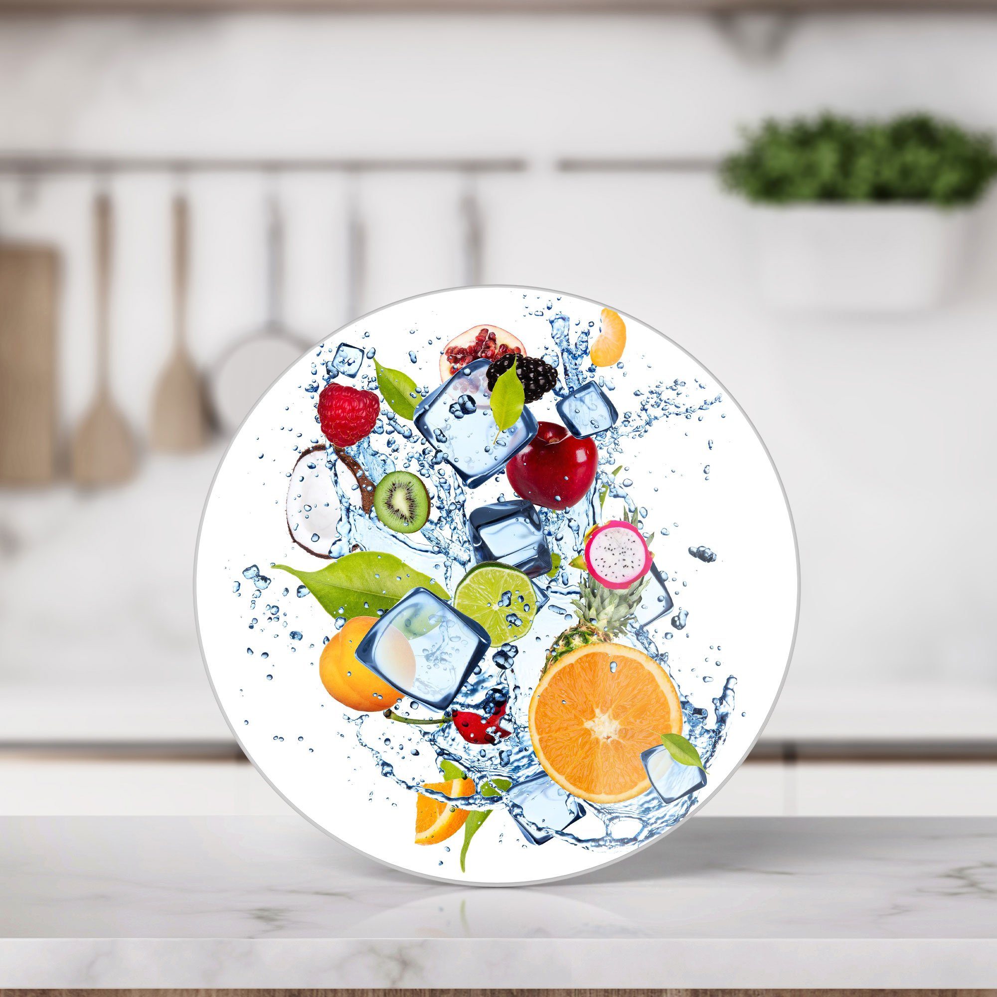DEQORI Schneidebrett 'Fruchtige Erfrischung', Platte Glas, Frühstücksbrett Schneideplatte