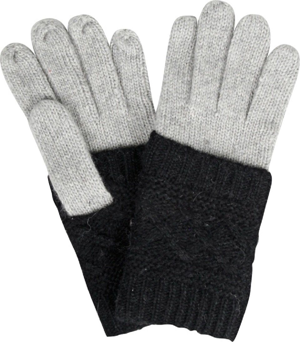 Capelli New York Baumwollhandschuhe 2 in 1 Handschuhe mit Wollanteil hellgrau