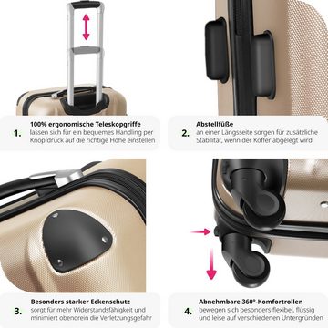 tectake Trolley Hartschalenkofferset 3-tlg., 4 Rollen, Leichtgewichtig