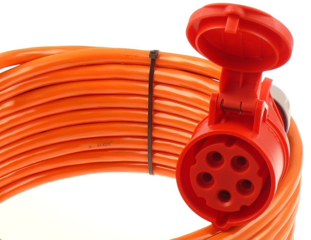 maxgo® CEE Starkstromkabel H07BQ-F PUR 5G2,5 5x2,5 16A IP44 5m Phasenwender Elektro-Kabel, (500 cm), 5x2.5mm²