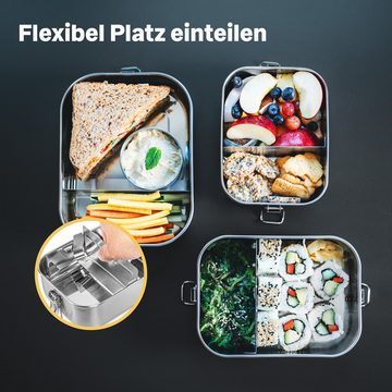 SILBERTHAL Lunchbox Brotdose Edelstahl 800ml, Edelstahl, (spülmaschinenfest, Jausebox mit Trennwand, 1-tlg), luftdicht und auslaufsichere Brotboxen