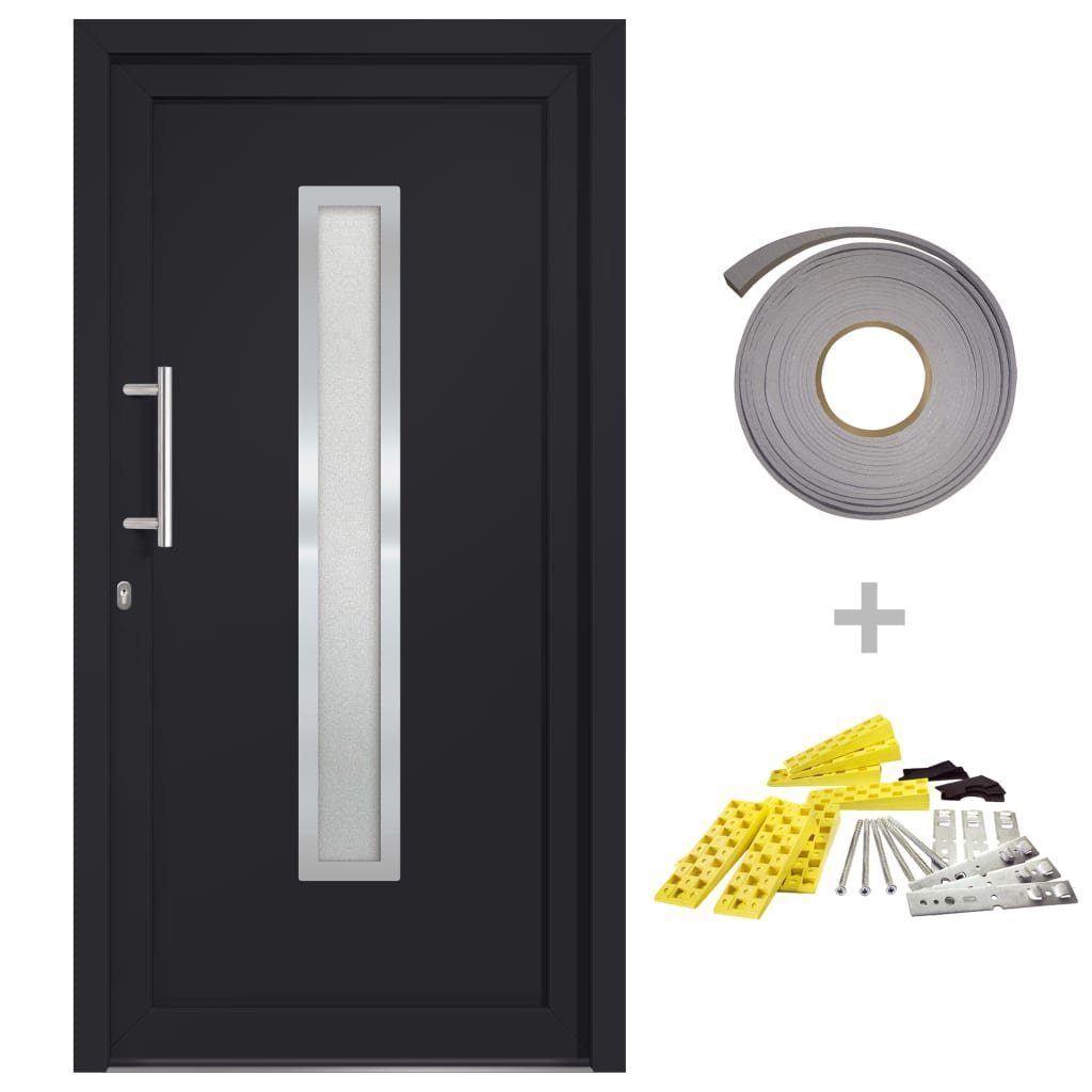 vidaXL Haustür Haustür Anthrazit 98x208 cm EIngangstür Außentür Glas-Element Linkshän