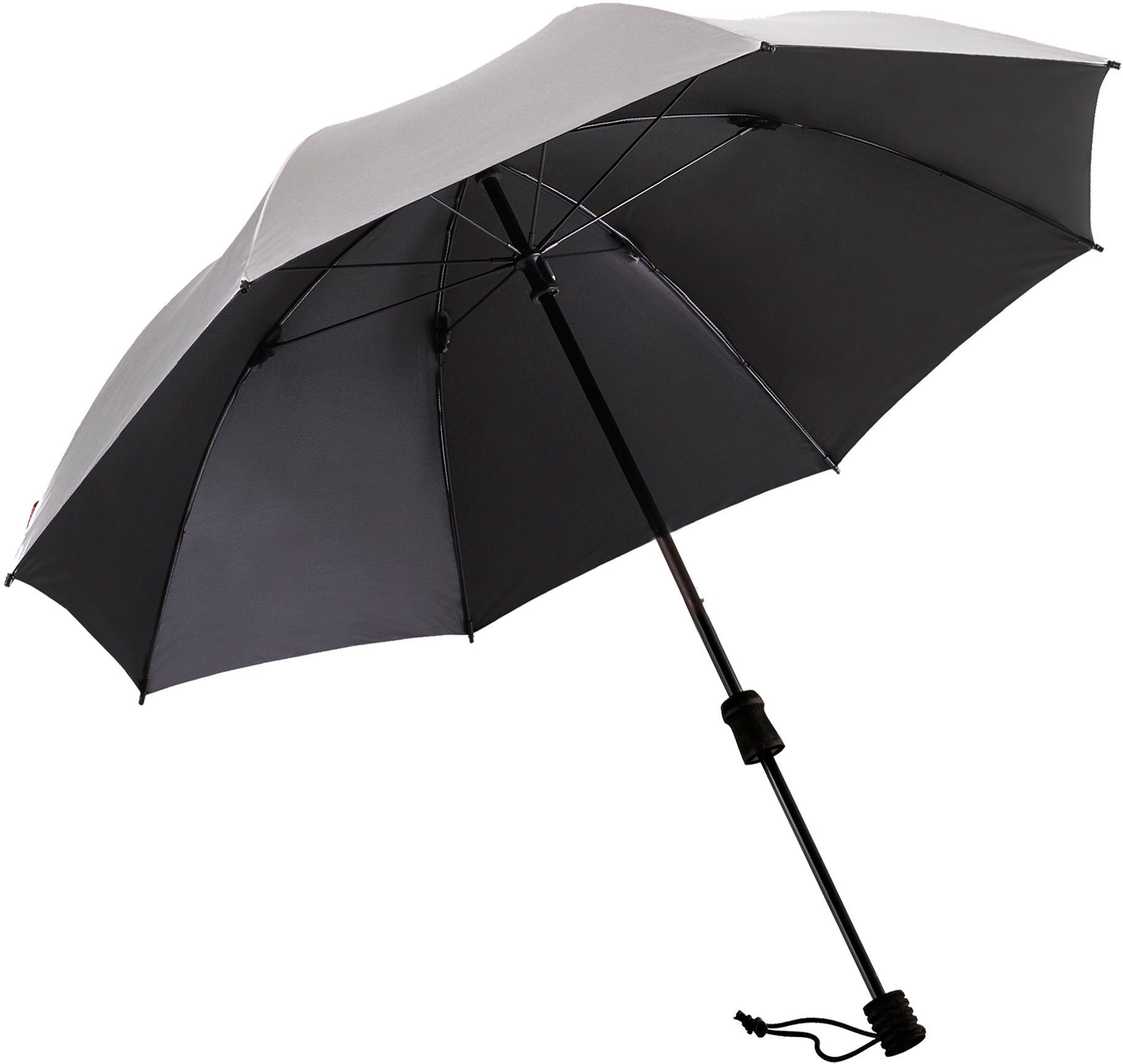EuroSCHIRM® Stockregenschirm Swing handsfree, UV-Lichtschutzfaktor handfrei 50+ mit tragbar, silber