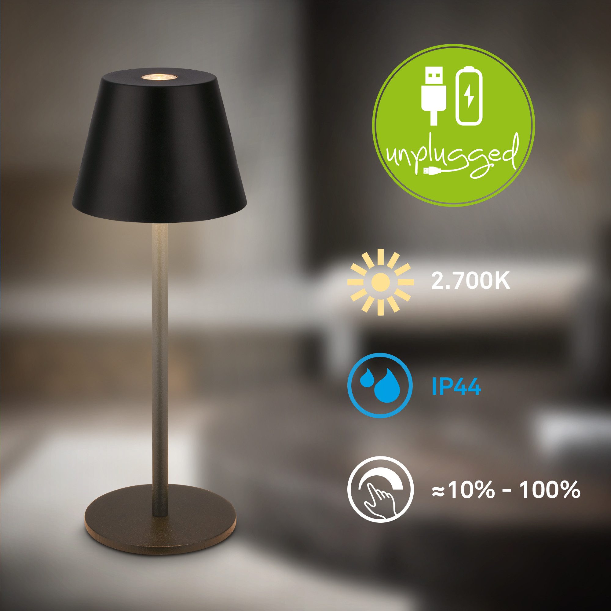 Briloner Leuchten LED Tischleuchte Akku Tischlampe kabellos Nano Indoor/Out günstig online kaufen