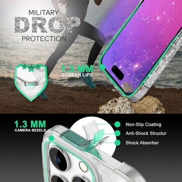 Nalia Smartphone-Hülle Apple iPhone 14 Pro Max, Glitzer Silikon Hülle / Verstärkte Innenseite / Glänzende Schutzhülle