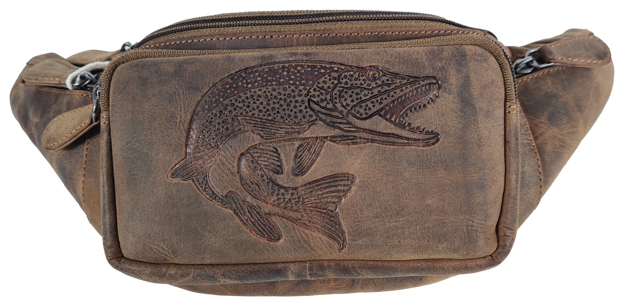 Gürteltasche Echt Leder Gürteltasche Bauchtasche Sternzeichen Fisch Angler