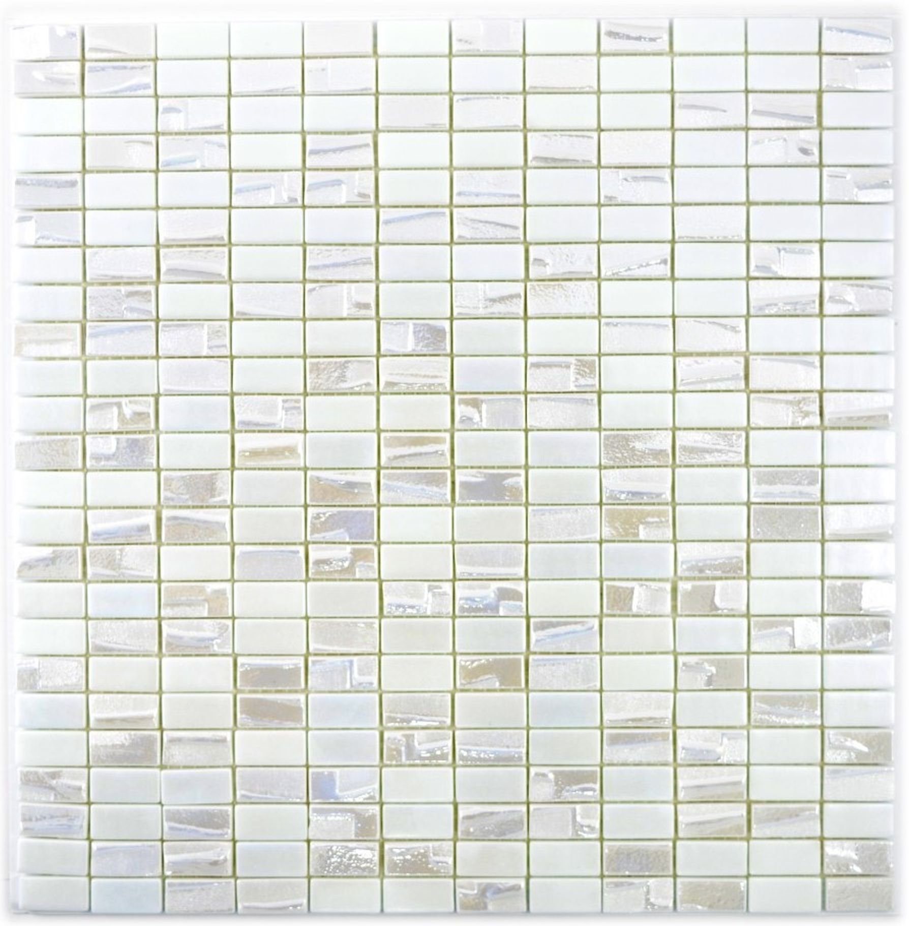 alt Recycling Mosani metallic Wandbelag Mosaikfliesen Nachhaltiger Glasmosaik weiss