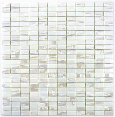 Mosani Mosaikfliesen Glasmosaik Nachhaltiger Wandbelag Recycling alt weiss metallic