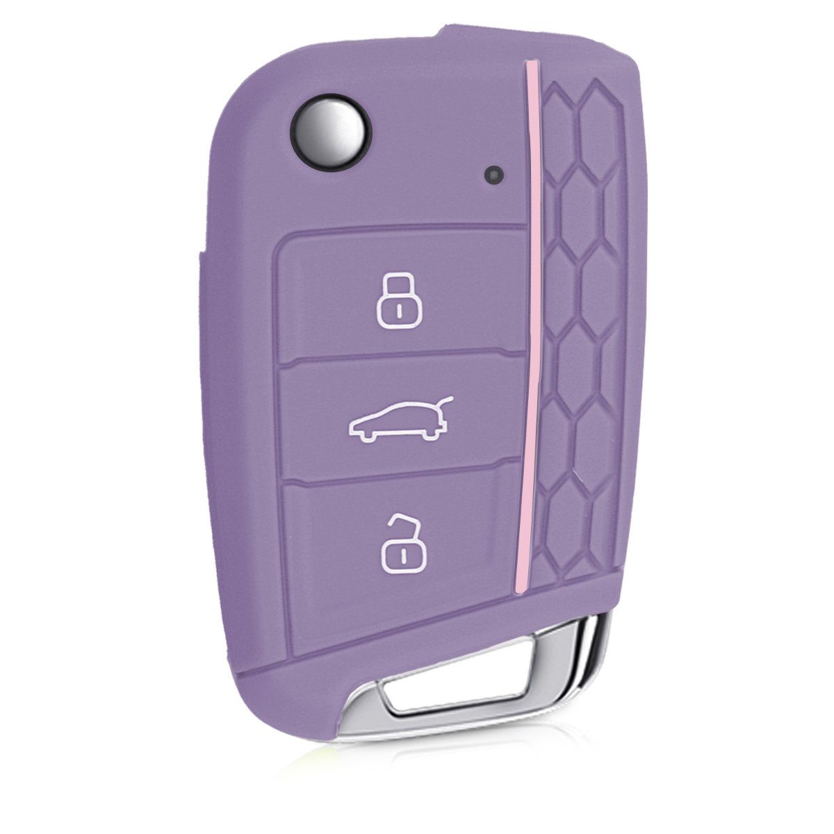 kwmobile Schlüsseltasche Autoschlüssel Silikon Case Schlüssel Schlüsselhülle VW Golf Cover Hülle 7 Pastelllila-Rosa MK7, für