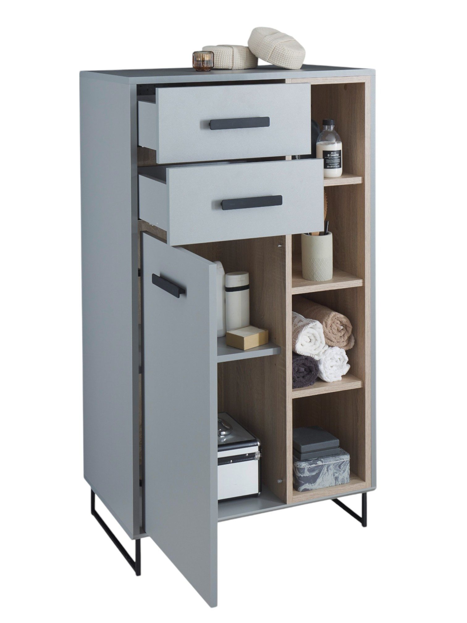 moebel-dich-auf Hochkommode TOURS (Highboard, Badschrank mit offenen Fächern), Breite 65 cm