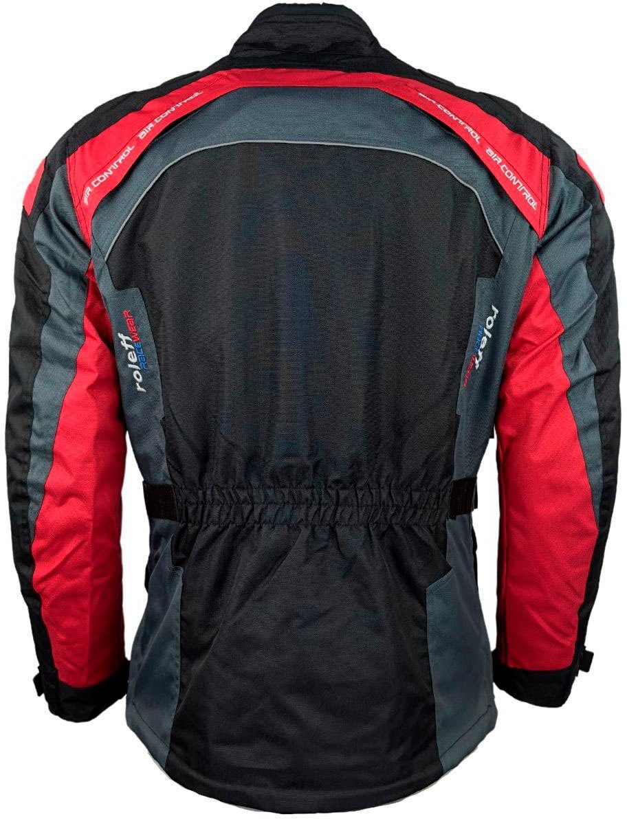 roleff Motorradjacke Liverpool RO Taschen schwarz-rot Mit Sicherheitsstreifen, Unisex, 4