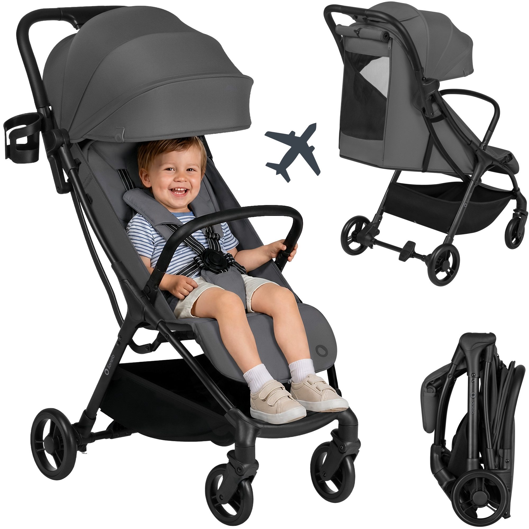 lionelo Kinder-Buggy AGIA, (Set), Leicht/Auto-Fold/kompakt/steht frei/bis 22kg