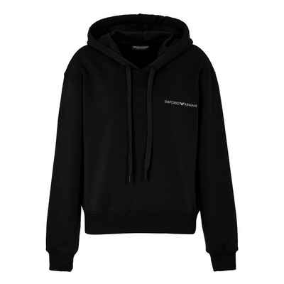 Emporio Armani Kapuzenpullover Sweater with Hood mit Markenlogo auf der Brust