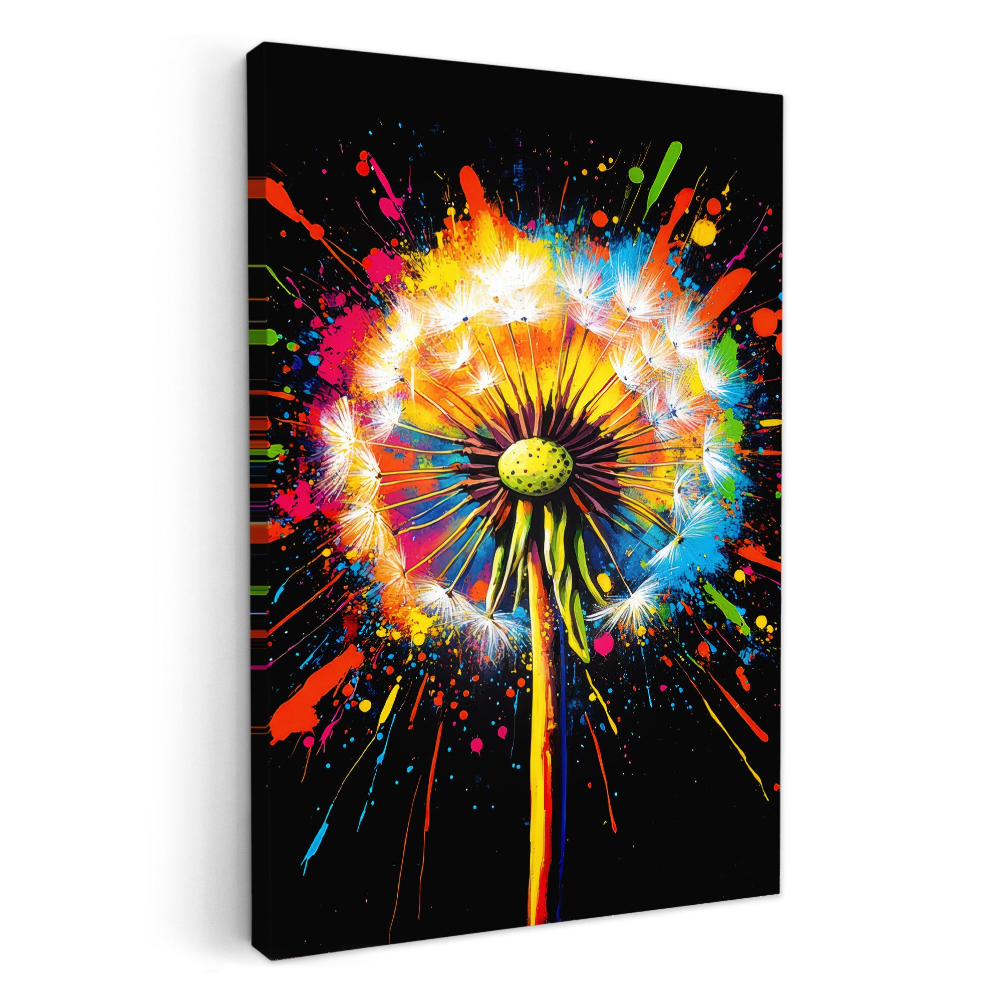 OneMillionCanvasses® Leinwandbild Löwenzahn - Graffiti - Farbenfroh - Blume günstig online kaufen