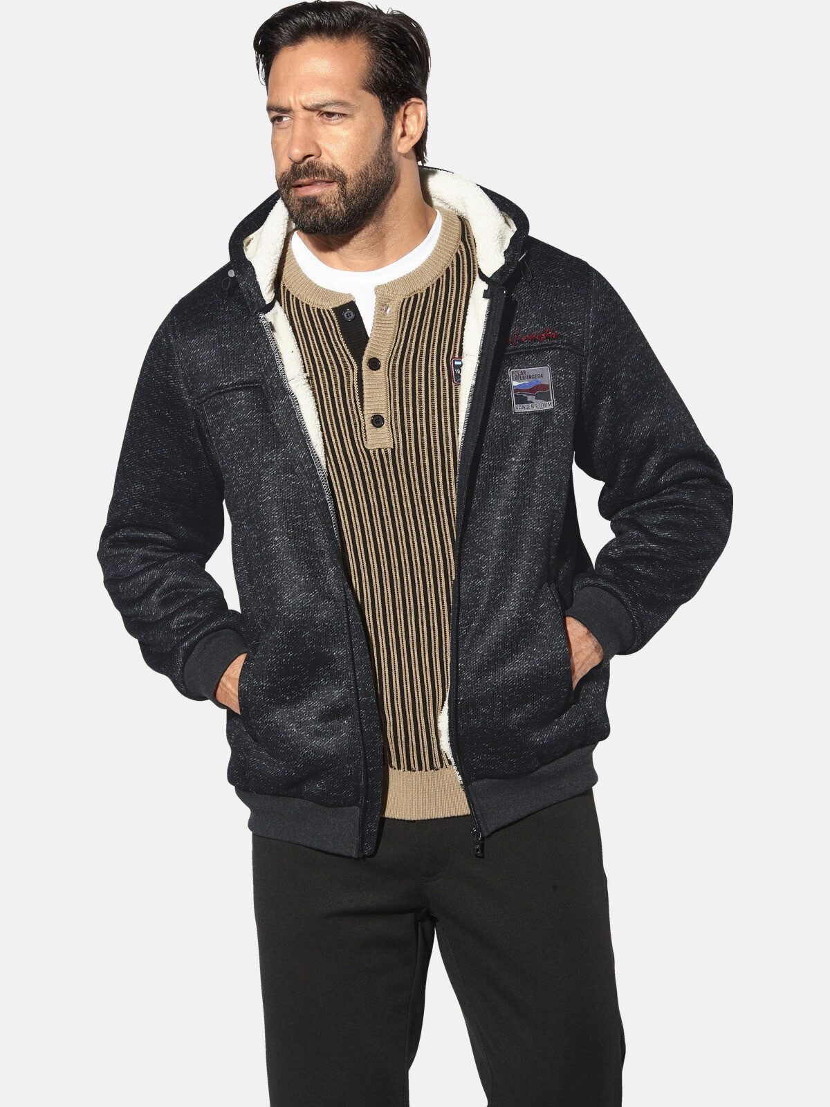 Jan Vanderstorm Kapuzensweatjacke MIKRIKSON mit verstellbarer Kapuze günstig online kaufen